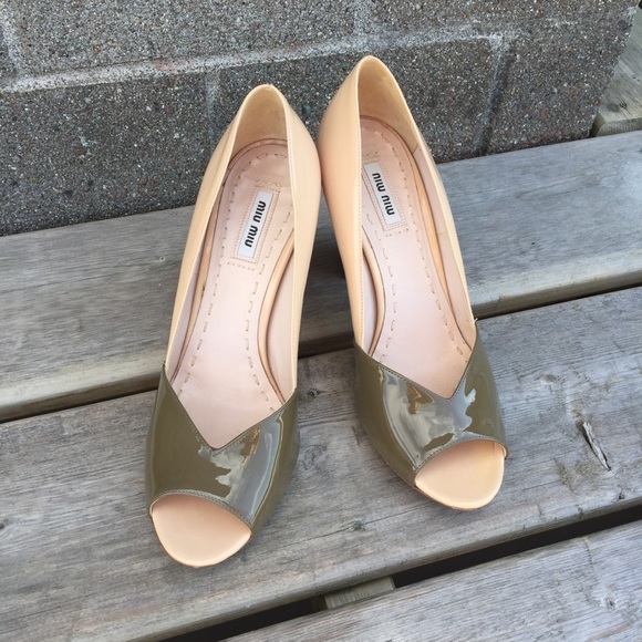 Miu Miu Patent Leather Peep Toe Heeled Shoes Size 38.5 - Picture 7 of 13